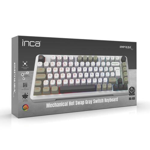 En ucuz INCA IKG-455 EMPOUSA GASKET HOT SWAP POSH TRİ-MODE MAKRO RGB MEKANIK GAMING KLAVYE-BEYAZ kablosuz ve kablolu kulanma özl